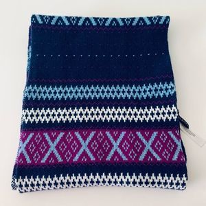 Talbots Navy Blue, Light Blue & Magenta Knit Scarf